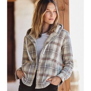Carbon2Cobalt Women's Sherpa Lined Hooded Shacket Flannel Plaid M